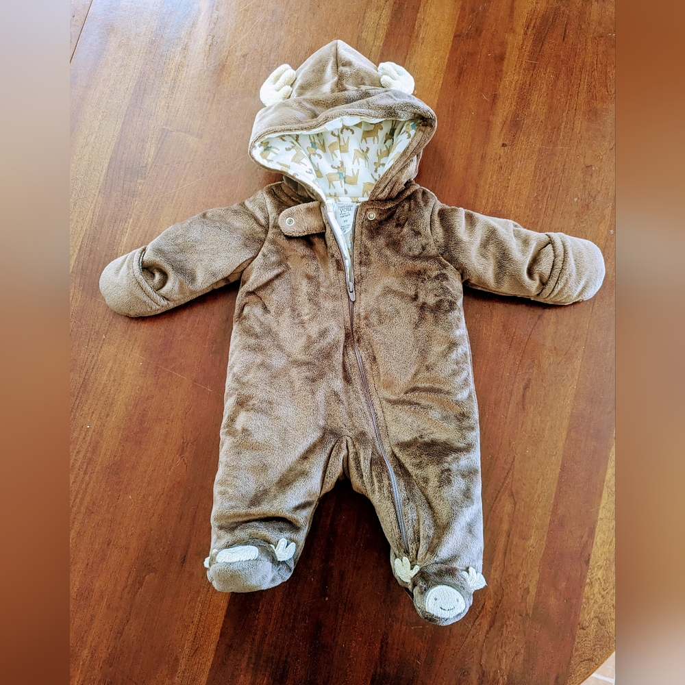 Carter's Reindeer Fleece Footed Jumpsuit size NB